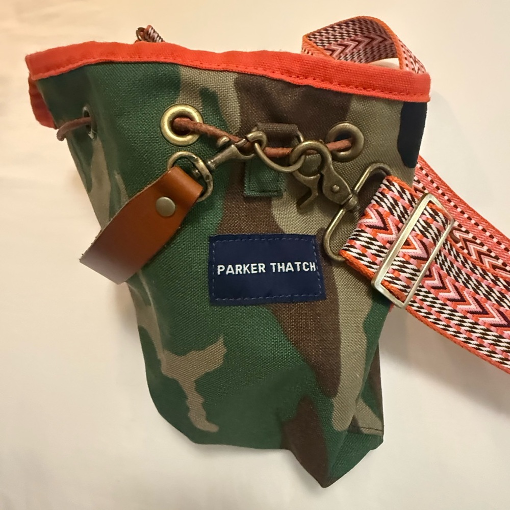 Parker Thatch Camouflage Crossbody Bag with Orange Trim